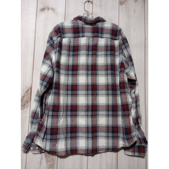 GoodFellow and Co Shirt Men's Extra Extra Large Navy Red Button Front Long Sleev - Picture 2 of 8